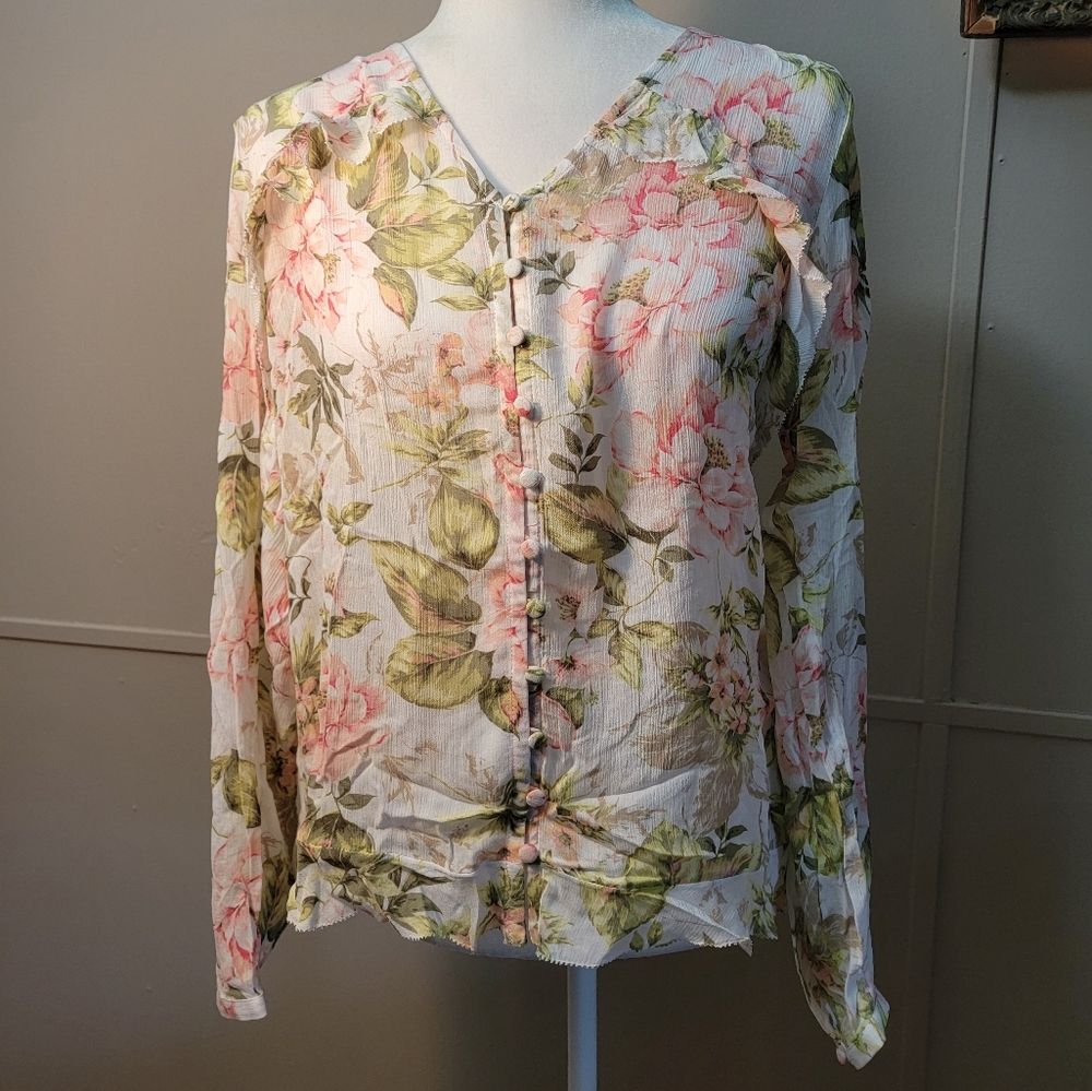 J. Jill Floral Button Up Blouse